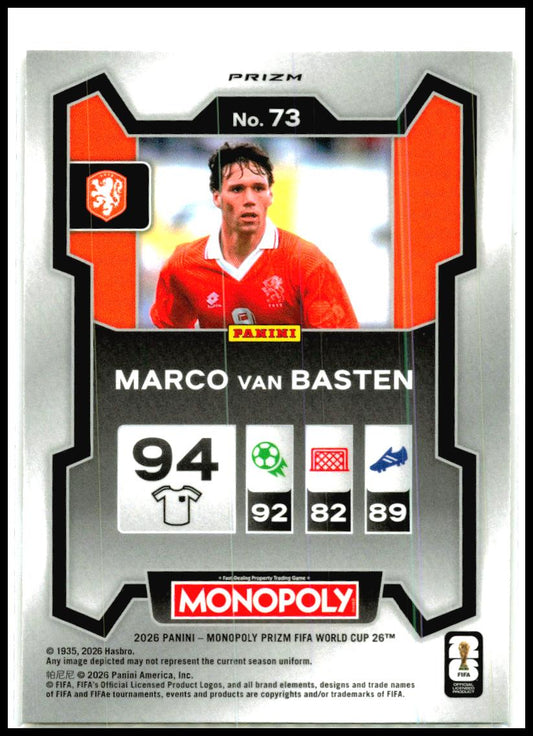 2026 Prizm Monopoly FIFA World Cup Gold Cracked Ice #73 Marco van Basten