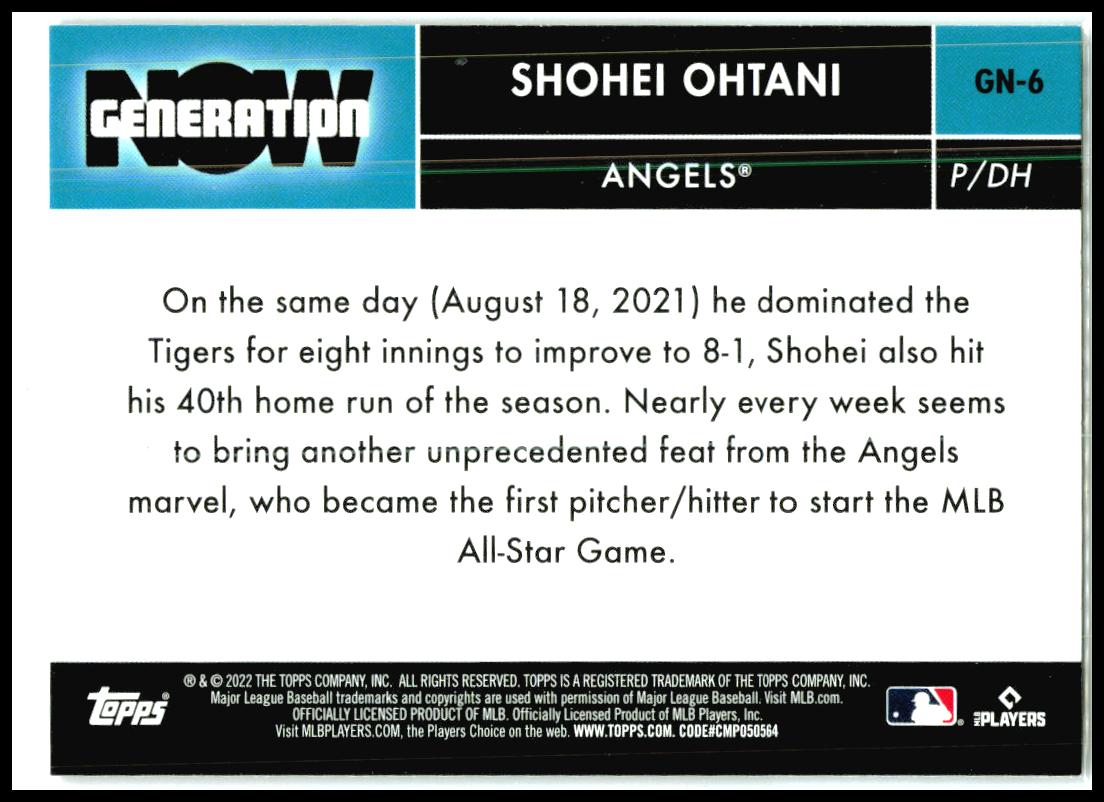 2022 Topps Chrome Update Generation Now Chrome #GNC-5 Shohei Ohtani Angels