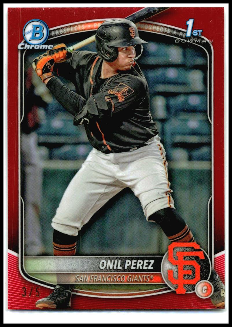 2025 Bowman Chrome Prospects Red Refractor #BCP-134 Onil Perez Giants
