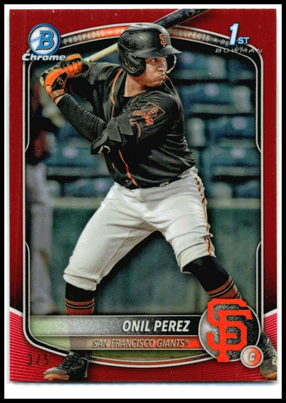2025 Bowman Chrome Prospects Red Refractor #BCP-134 Onil Perez Giants