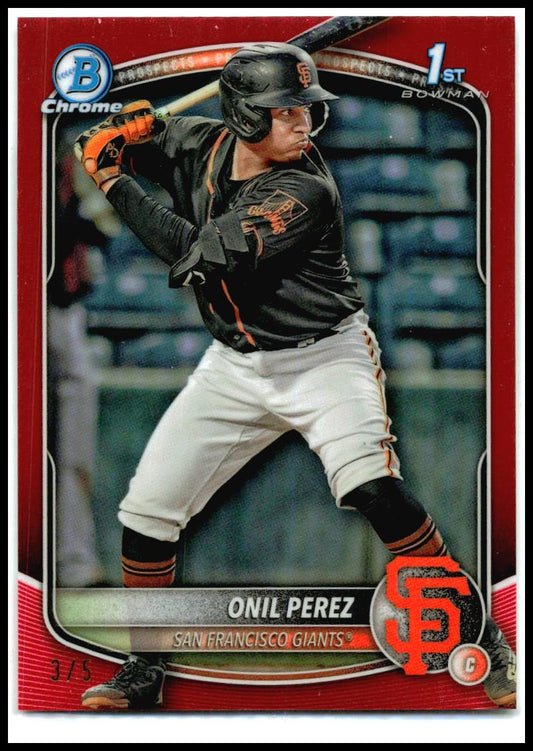 2025 Bowman Chrome Prospects Red Refractor #BCP-134 Onil Perez Giants