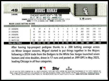 2026 Topps Logofractor #49 Miguel Vargas Chicago White Sox