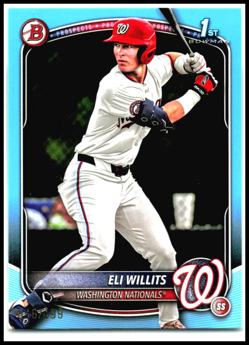 2025 Bowman Draft Sky Blue Border #BD-1 Eli Willits #/499 Washington Nationals