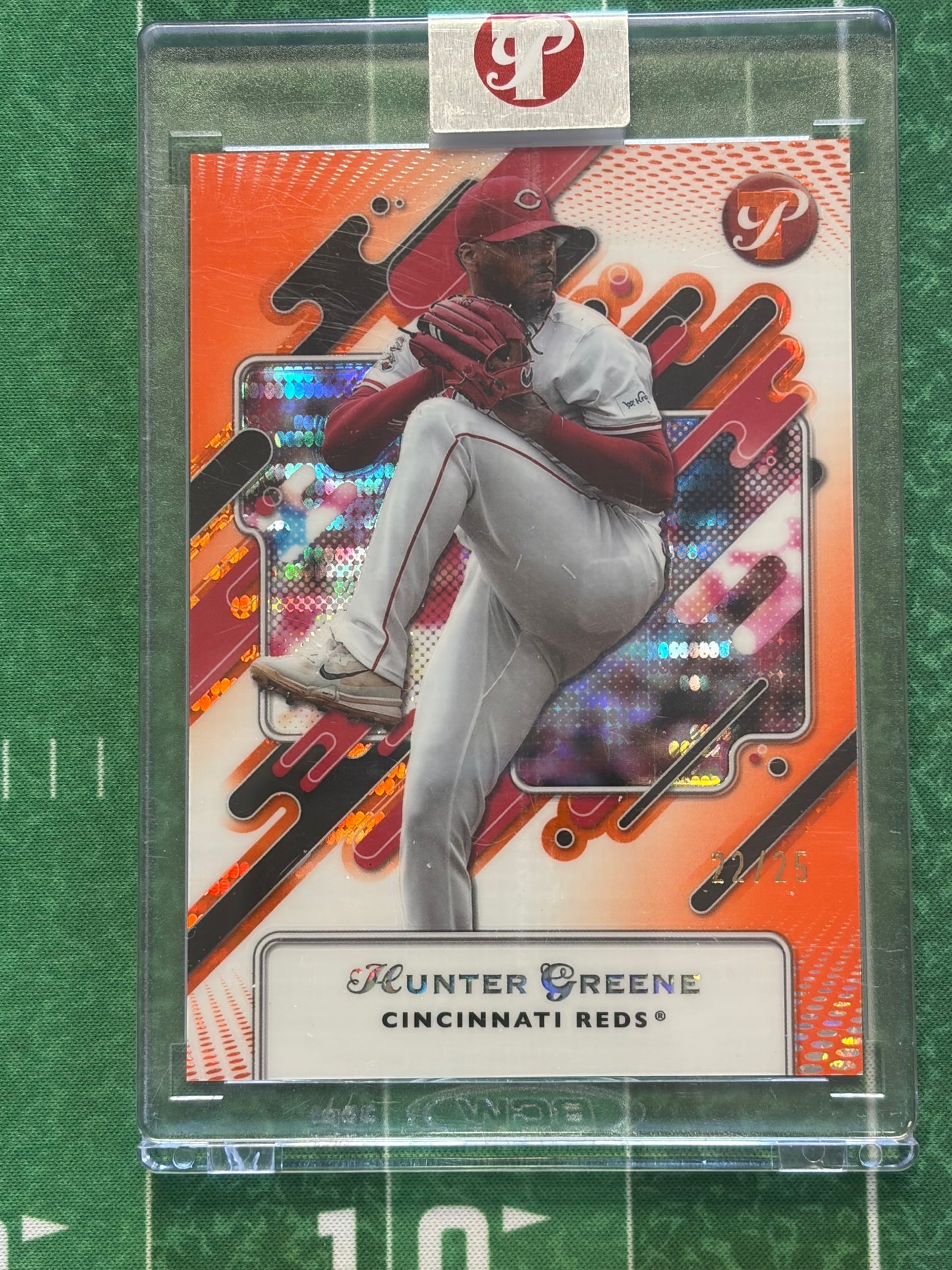 2025 Topps Pristine Orange Refractors #75 Hunter Greene #/25 Cincinnati Reds