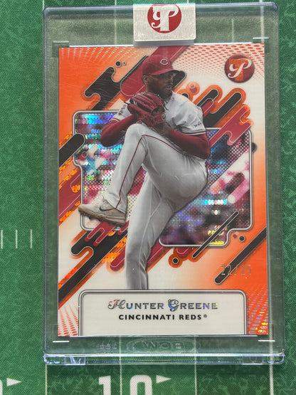 2025 Topps Pristine Orange Refractors #75 Hunter Greene #/25 Cincinnati Reds