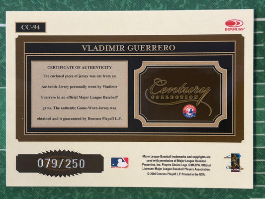 2004 Donruss Throwback Threads Century Collection Material # Vladimir Guerrero