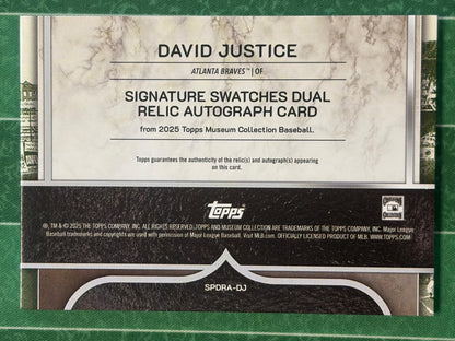 2025 Topps Museum Gold Dual Relic Auto /50 #SPDRA-DJ David Justice AU Braves