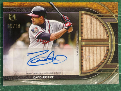 2025 Topps Museum Gold Dual Relic Auto /50 #SPDRA-DJ David Justice AU Braves