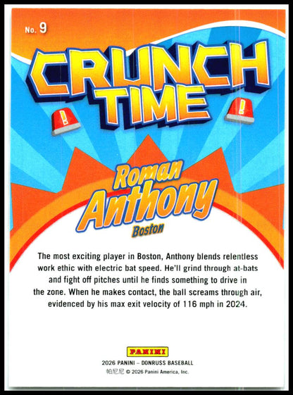 2026 Donruss Crunch Time #9 Roman Anthony Boston Red Sox