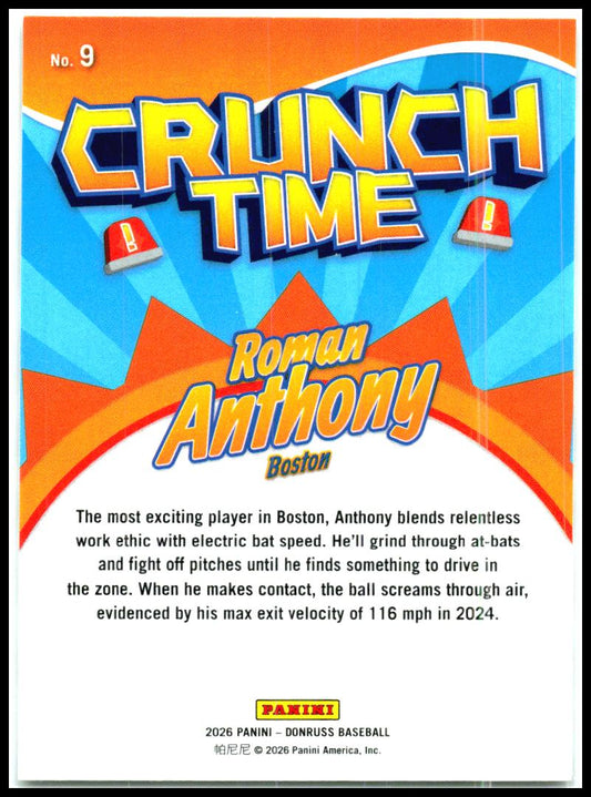 2026 Donruss Crunch Time #9 Roman Anthony Boston Red Sox
