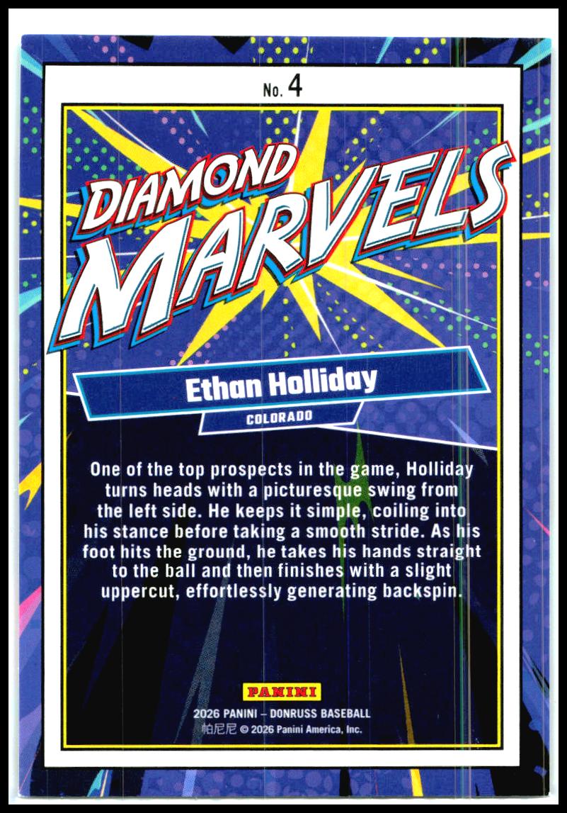 2026 Donruss Diamond Marvels #4 Ethan Holliday Colorado Rockies