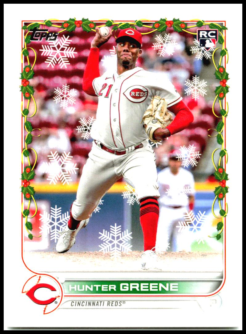 2022 Topps Holiday #HW130 Hunter Greene RC Cincinnati Reds