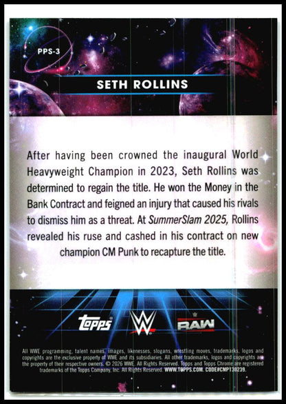 2026 Topps Chrome Cosmic WWE Planetary Pursuit Sun #PPS-3 Seth Rollins