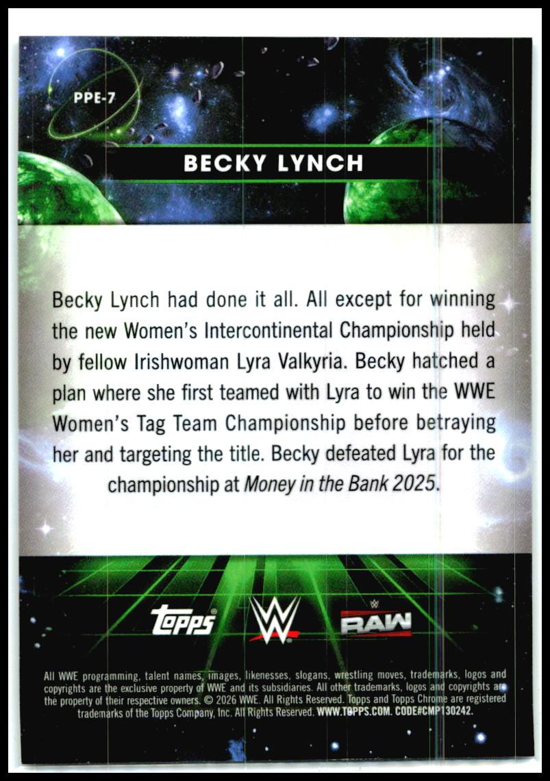 2026 Topps Chrome Cosmic WWE Planetary Pursuit Earth #PPE-7 Becky Lynch