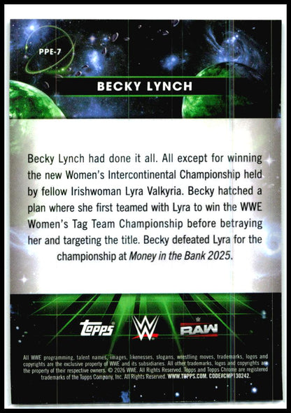 2026 Topps Chrome Cosmic WWE Planetary Pursuit Earth #PPE-7 Becky Lynch
