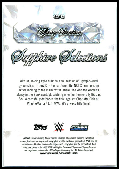 2026 Topps Chrome Sapphire Edition WWE Sapphire Selections # Tiffany Stratton