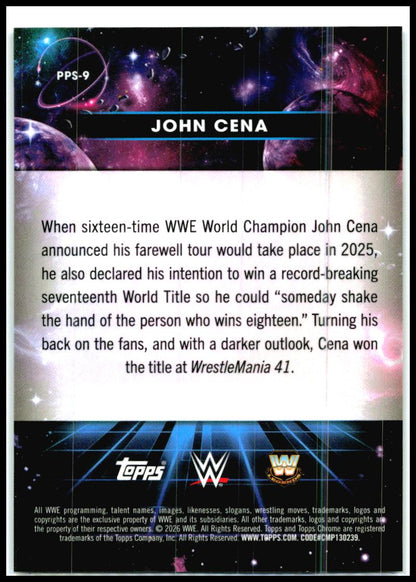 2026 Topps Chrome Cosmic WWE Planetary Pursuit Sun #PPS-9 John Cena