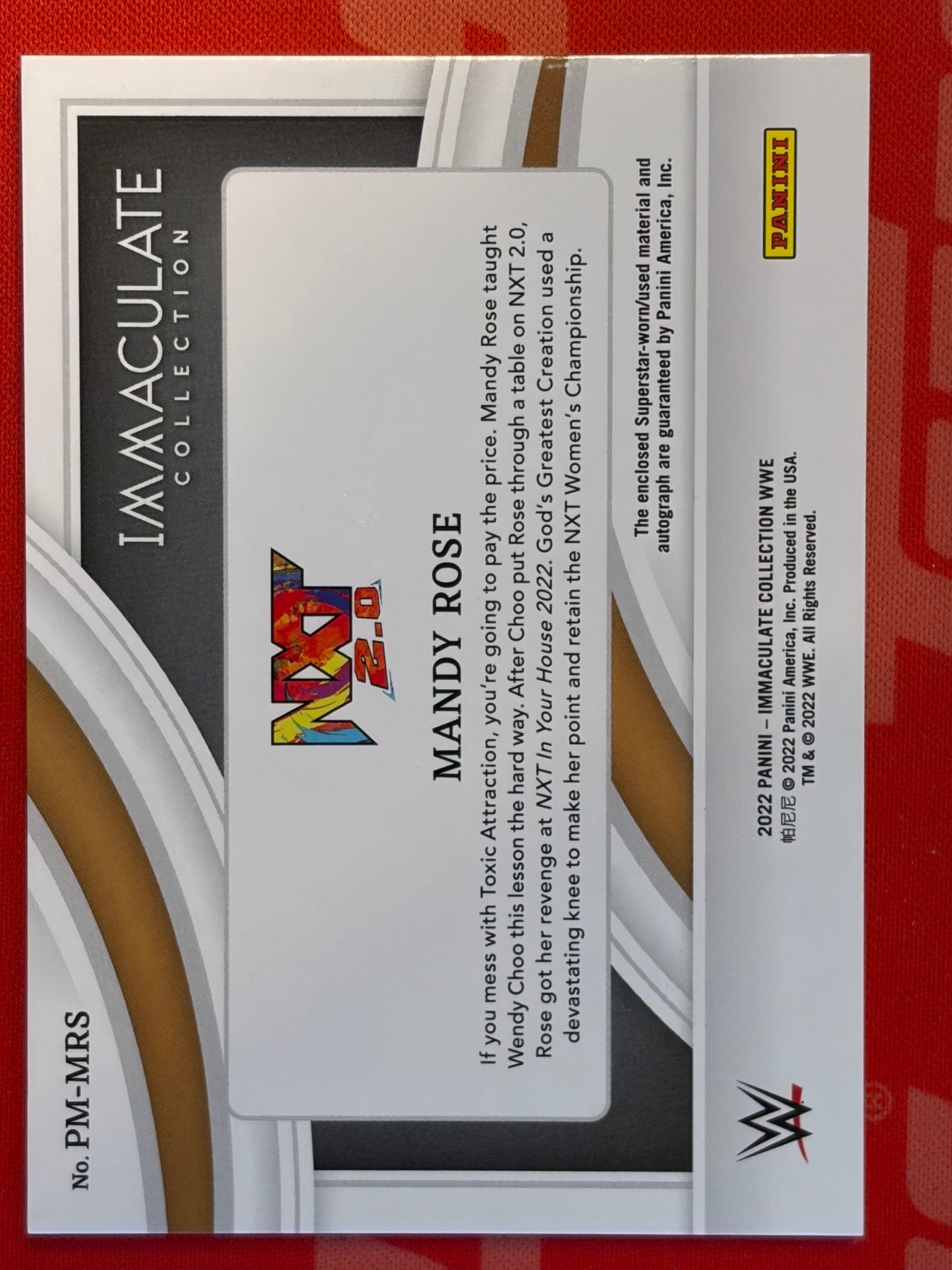 2022 Panini Immaculate Collection WWE Premium Memorabilia Auto # Mandy Rose