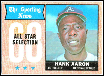 1968 Topps HOF All-Star Creased #370 Hank Aaron Atlanta Braves