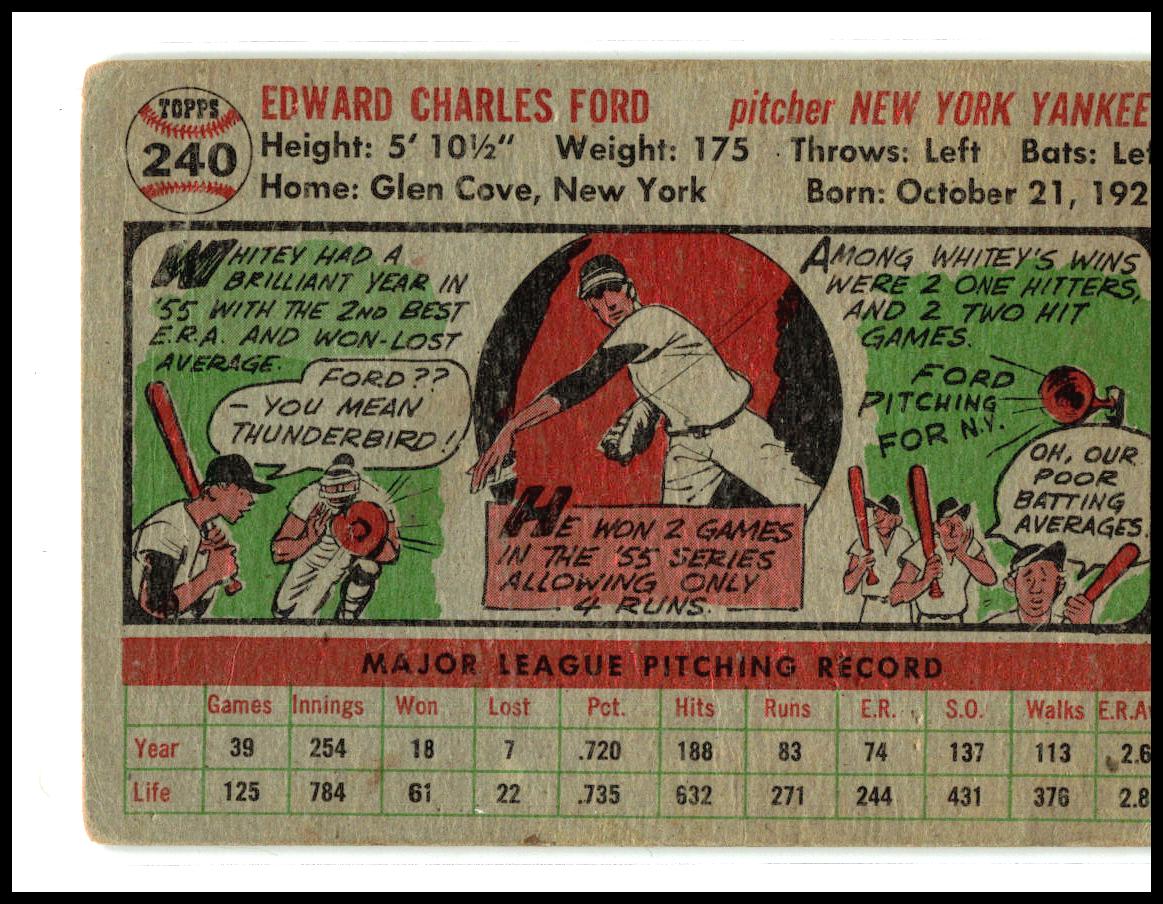 1956 Topps #240 Whitey Ford New York Yankees