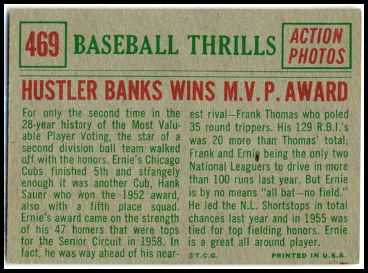 1959 Topps #469 Ernie Banks Chicago Cubs