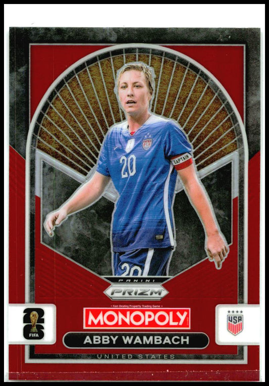 2026 Panini Prizm Monopoly FIFA World Cup Red Prizms #92 Abby Wambach USA
