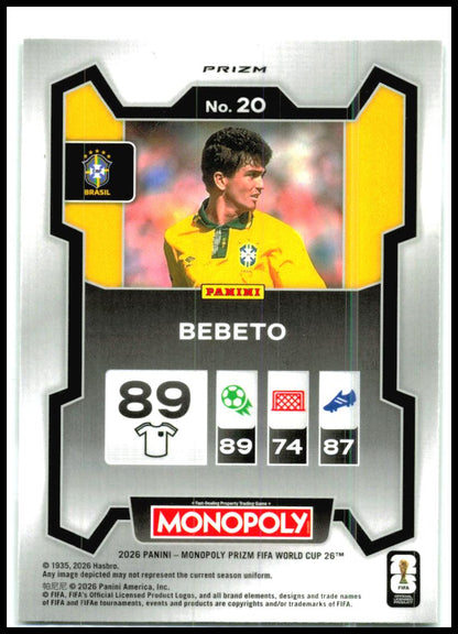 2026 Panini Prizm Monopoly FIFA World Cup Four Corners Green Wave #20 Bebeto