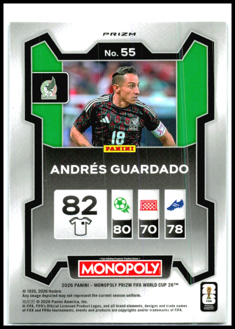 2026 Prizm Monopoly FIFA World Cup Four Corners Blue Wave #55 Andrés Guardado