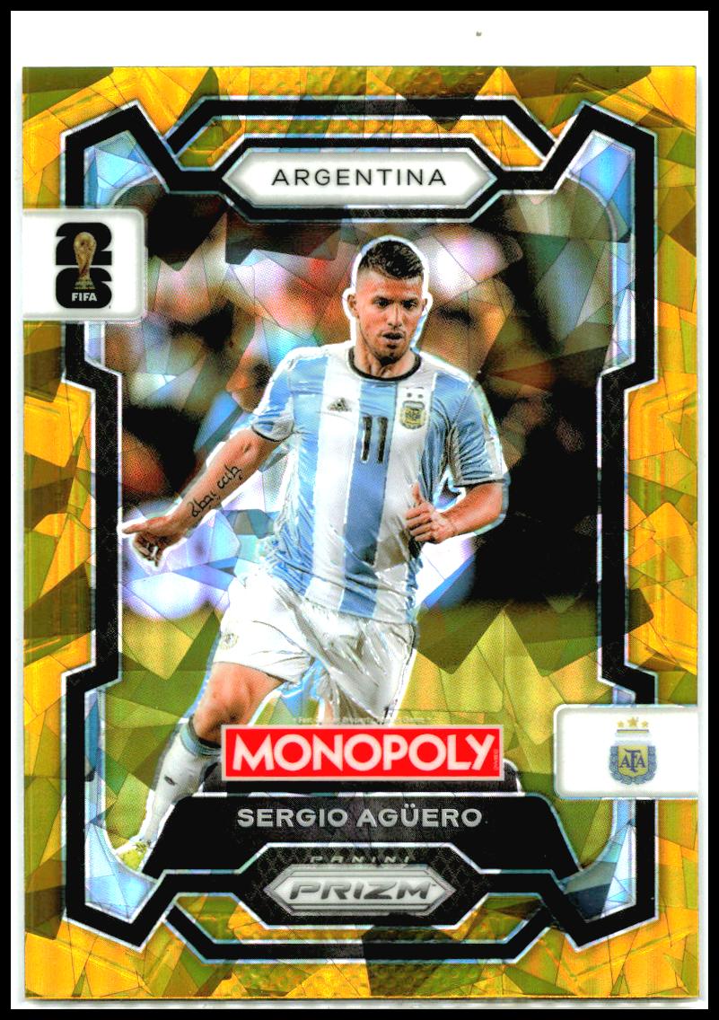 2026 Panini Prizm Monopoly FIFA World Cup Gold Cracked Ice #5 Segio Aguero