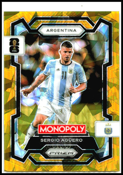2026 Panini Prizm Monopoly FIFA World Cup Gold Cracked Ice #5 Segio Aguero