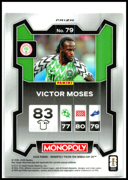 2026 Prizm Monopoly FIFA World Cup Four Corners Green Wave #79 Victor Moses