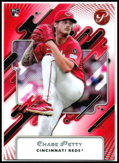 2025 Topps Pristine Red Refractors #2 Chase Petty RC #/5 Cincinnati Reds