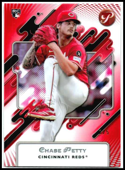 2025 Topps Pristine Red Refractors #2 Chase Petty RC #/5 Cincinnati Reds
