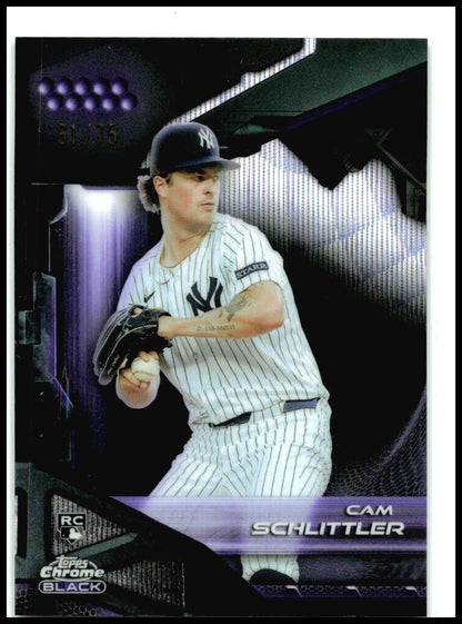2026 Topps Chrome Black Purple Wave Refractors #98 Cam Schlittler RC Yankees