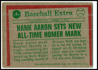 1975 Topps #1 Hank Aaron Atlanta Braves