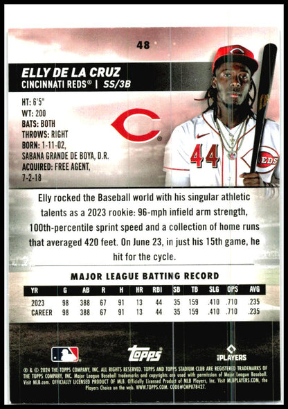 2024 Stadium Club Red Foil #48 Elly De La Cruz Cincinnati Reds