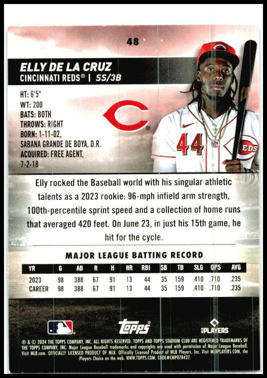 2024 Stadium Club Red Foil #48 Elly De La Cruz Cincinnati Reds