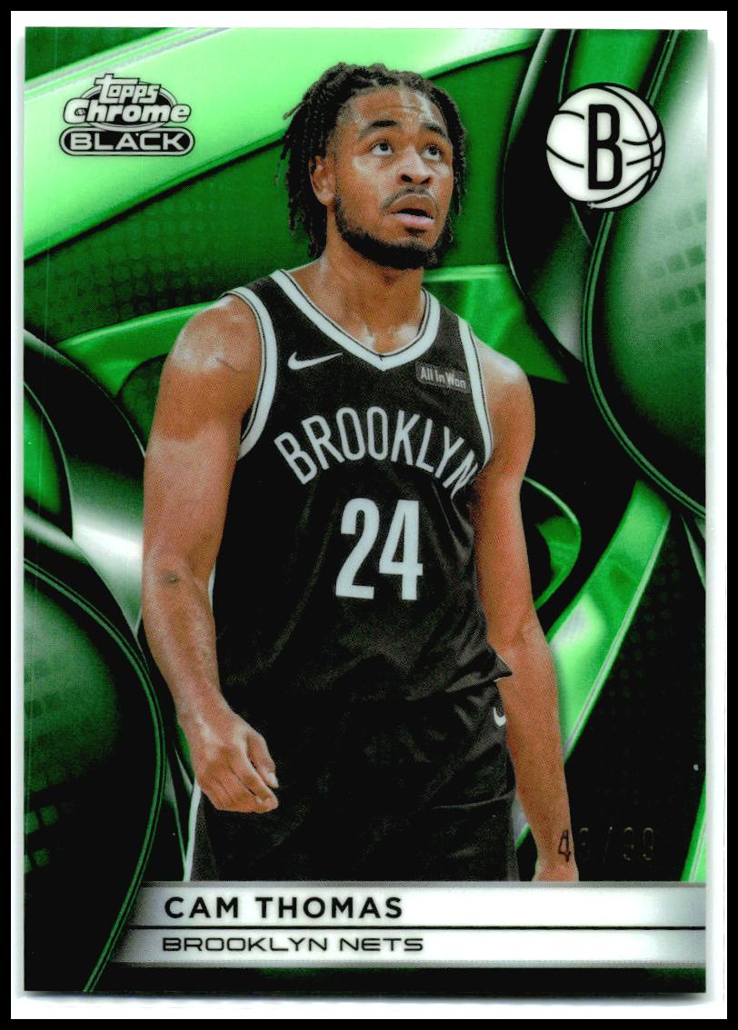 2025-26 Topps Chrome Black Green Refractor #32 Cam Thomas #/99 Brooklyn Nets