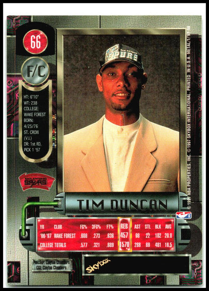 1997-98 Metal Universe #66 Tim Duncan RC San Antonio Spurs