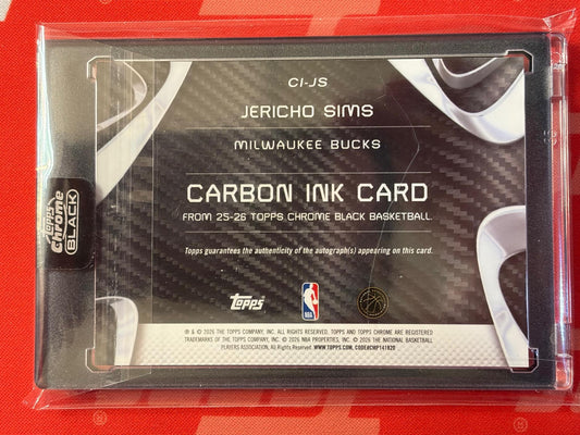 2025-26 Topps Chrome Black Carbon Ink Auto Green #/99 #CI-JS Jericho Sims AU