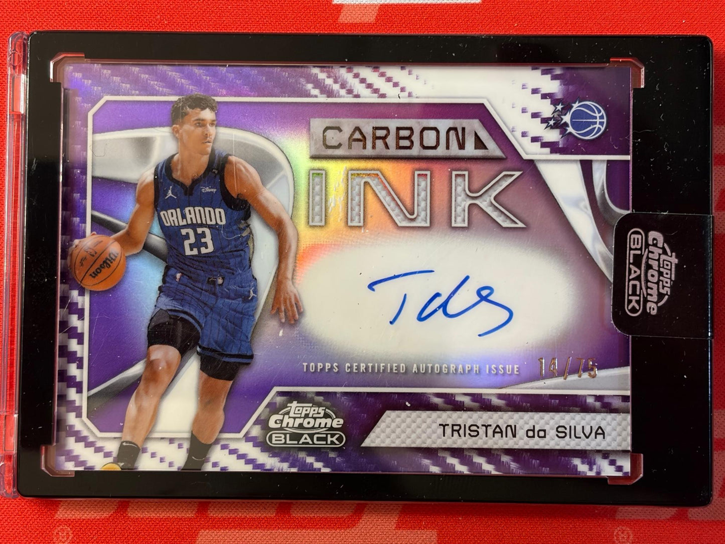 2025-26 Topps Chrome Black Carbon Ink Auto Purple #/75 # Tristan da Silva AU