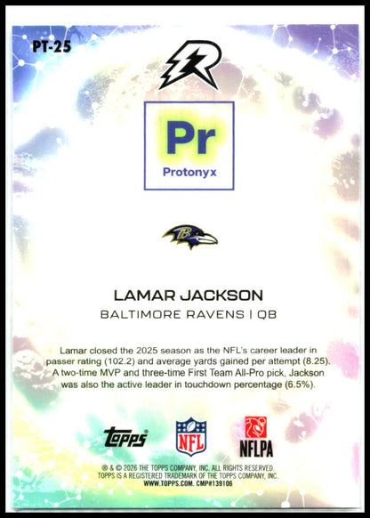2025 Topps Resurgence Protonyx #PT-25 Lamar Jackson Baltimore Ravens