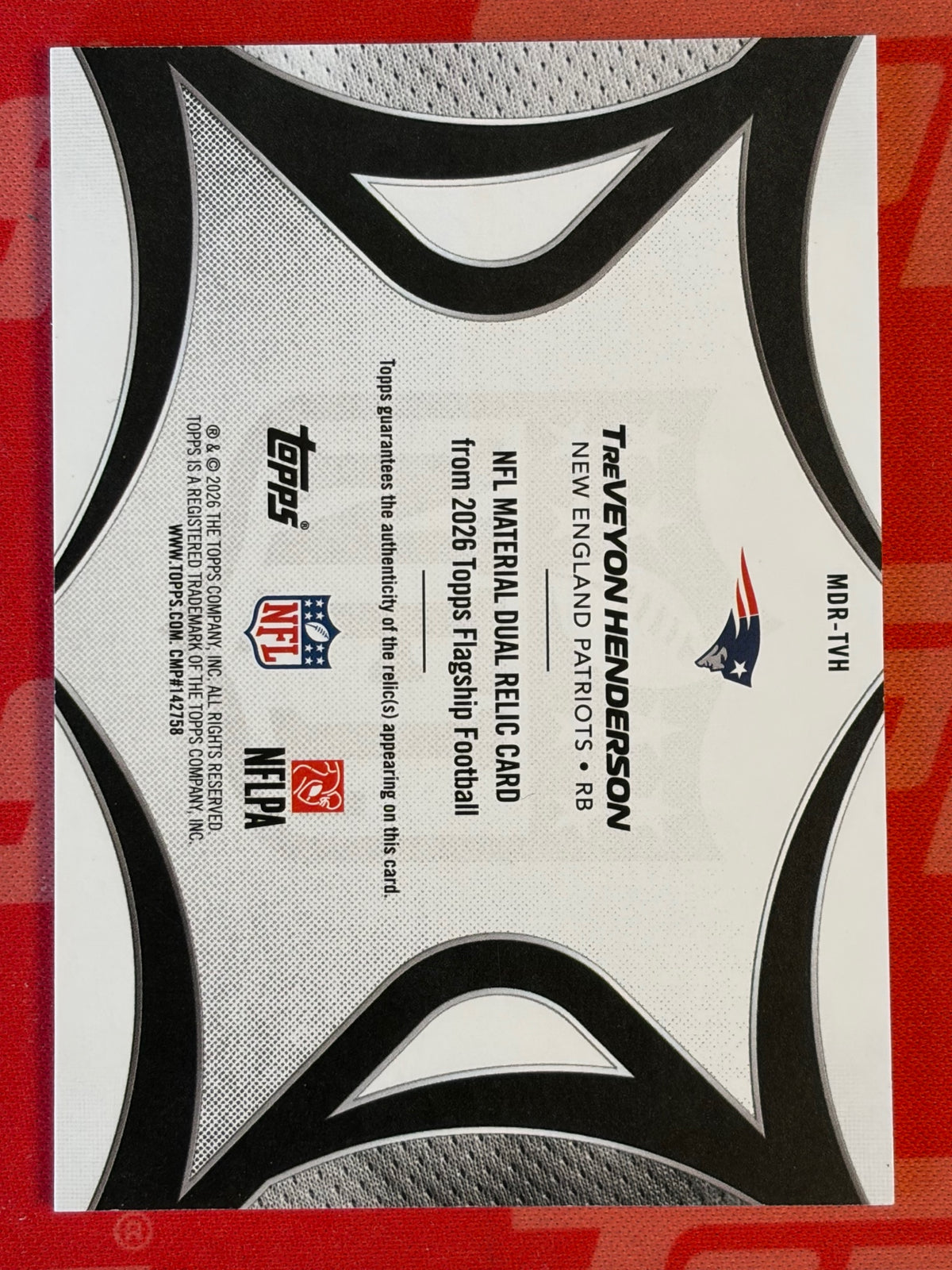 2026 Topps Dual Relic #/10 #MDR-TVH Treylon Henderson Patriot