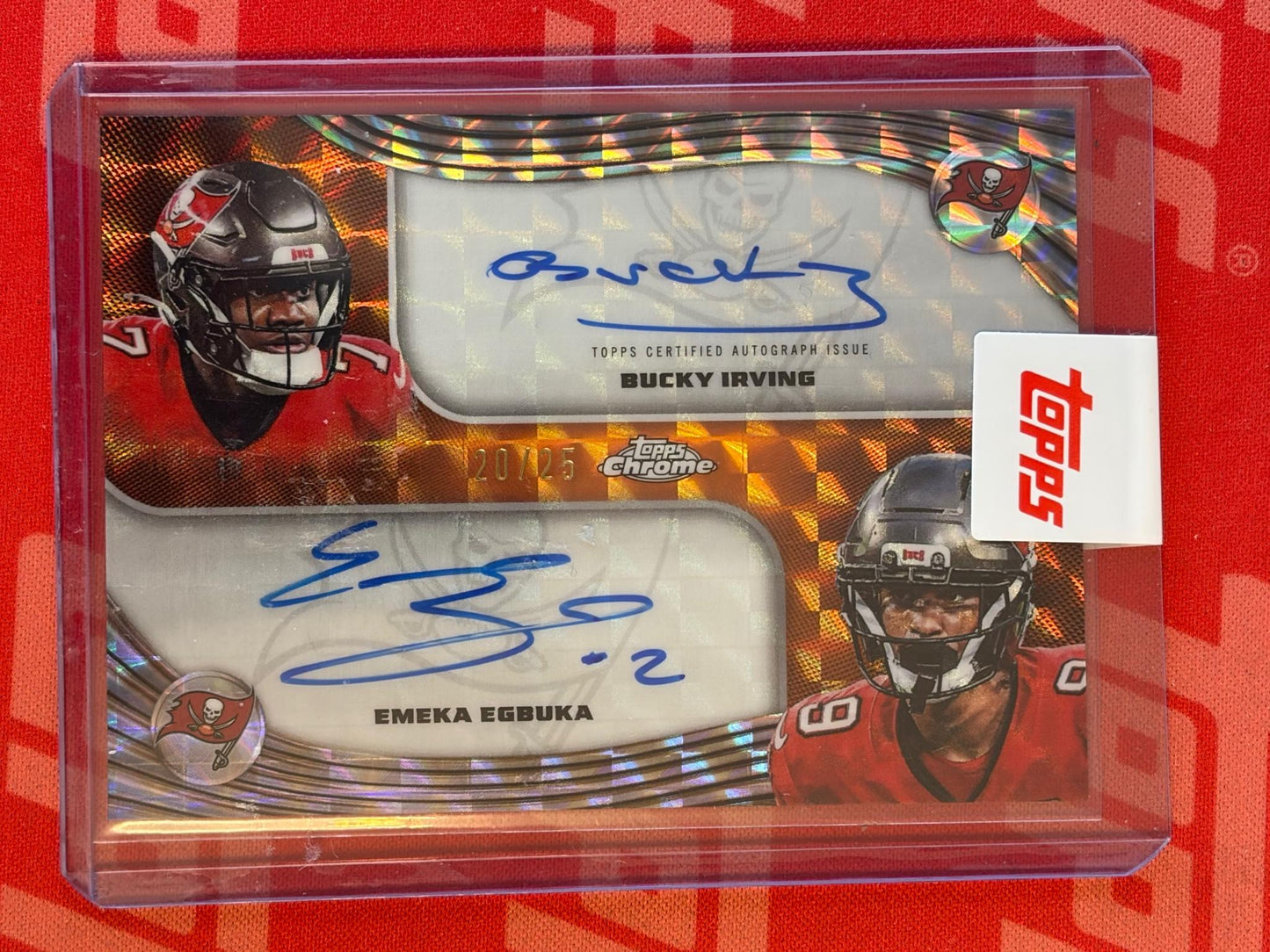 2025 Topps Chrome Dual Auto Orange #/25 #DA-IE Irving / Egbuka AU Tampa Bay