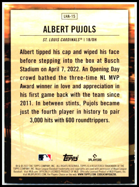 2022 Topps Update Legendary Home Field Advantage #LHA-15 Albert Pujols St. Louis