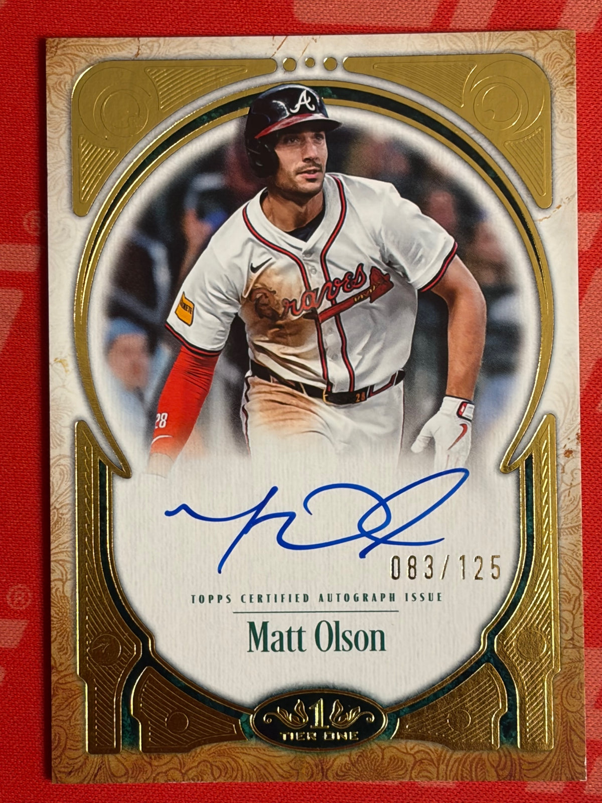 2026 Topps Tier One Prime Performers Auto Green #/125 # Matt Olson AU Braves
