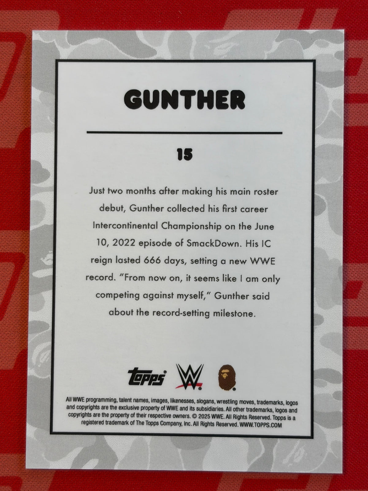 2025 Topps WWE x BAPE #15 GUNTHER