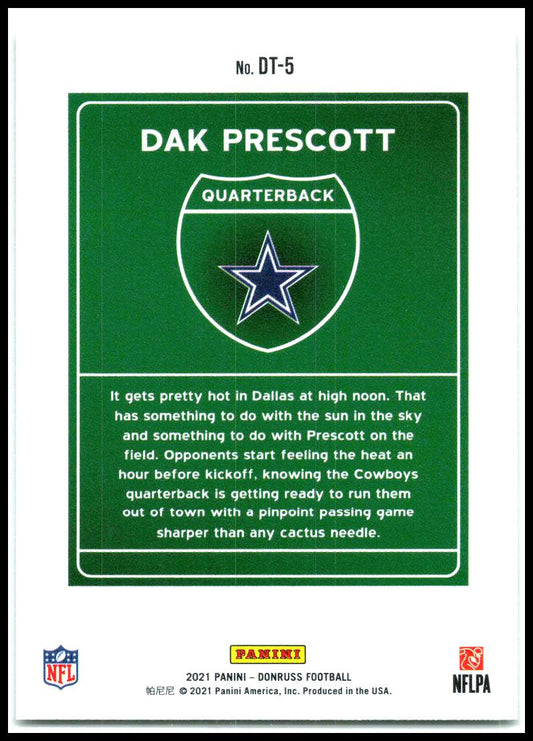 2021 Donruss Downtown #DT-5 Dak Prescott Dallas Cowboys