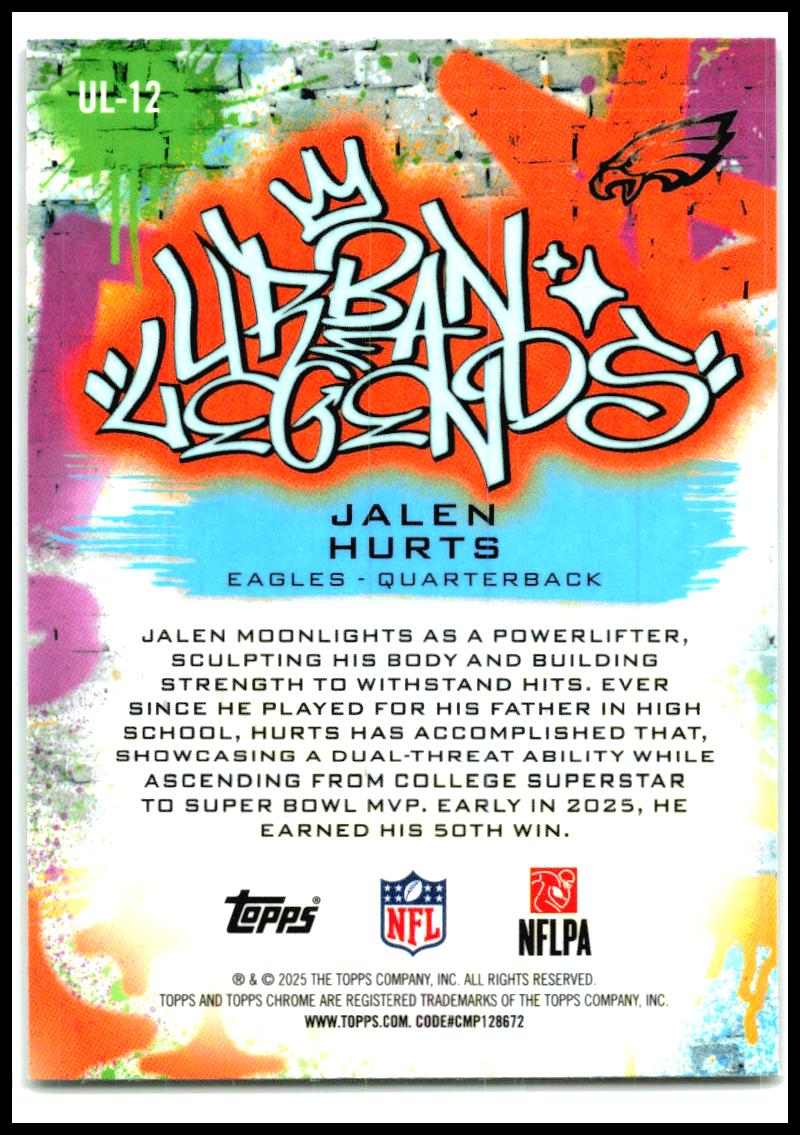 2025 Topps Chrome Urban Legends #UL-12 Jalen Hurts Philadelphia Eagles