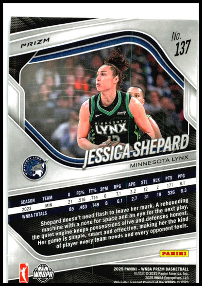 2025 Panini Prizm WNBA Silver Prizms #137 Jessica Shepard Minnesota Lynx